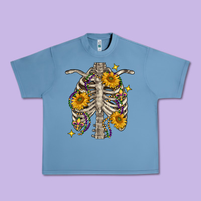 Mardi Gras Chest Sunflowers Skeleton Urban Heavy Tee Designed By Fadigitalartstudio