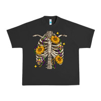 Pigment Black mardi gras chest sunflowers skeleton Urban Heavy Tee - FaDigitalArtStudio