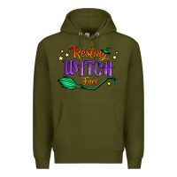 Army Green resting witch face Premium Hoodie - Jasminsmagicworld