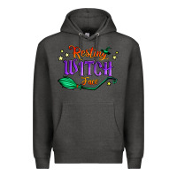 Charcoal Heather resting witch face Premium Hoodie - Jasminsmagicworld