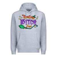 Heather Grey resting witch face Premium Hoodie - Jasminsmagicworld