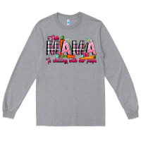 Heather Grey This Mama Is Chilling With Her Peeps Long Sleeve Tee - CowhideDigitalArt