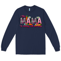 Navy This Mama Is Chilling With Her Peeps Long Sleeve Tee - CowhideDigitalArt
