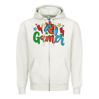 Oatmeal Heather gamer Zipper Hoodie - JahusDesignShop