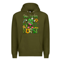 Army Green one lucky nurse Premium Hoodie - Artiststas