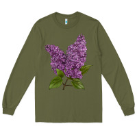 Army Green Purple Lilac Flower Long Sleeve Tee - LillyAllenDesigns