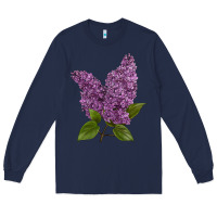 Navy Purple Lilac Flower Long Sleeve Tee - LillyAllenDesigns