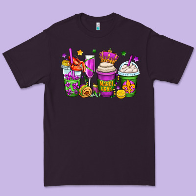 Mardi Gras Coffee Cups Premium Tee Designed By Oliviacreatesart