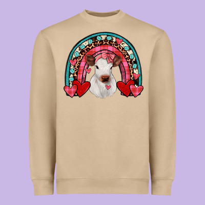 Valentines Heifer Rainbow Heavyweight Sweatshirt Designed By Jahusdesignshop