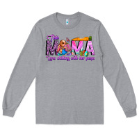 Heather Grey This Mama is chilling with her Long Sleeve Tee - CowhideDigitalArt