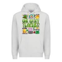 Dove Grey one lucky teacher lucky charm Premium Hoodie - Artiststas