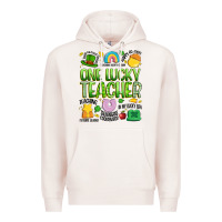 Pale Pink one lucky teacher lucky charm Premium Hoodie - Artiststas