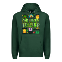 Sports Green one lucky teacher lucky charm Premium Hoodie - Artiststas