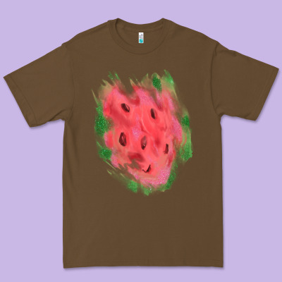 Watermelon Glitter Watercolor Brushstrokes Patch Premium Tee Designed By Ranaportraitstore