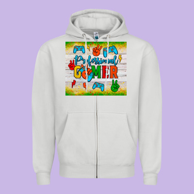Professional Gamer Zipper Hoodie Designed By Jahusdesignshop