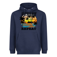 Navy sunrise sunburn sunset repeat Heavyweight Hoodie - JahusDesignShop