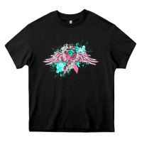 Black cancer ribbon with angel wings Heavy Core Tee - CowGirlArtShop