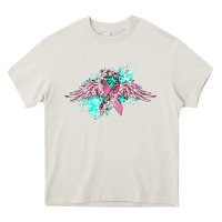 Cream cancer ribbon with angel wings Heavy Core Tee - CowGirlArtShop