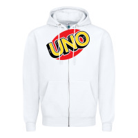White UNO Card Game Zipper Hoodie - baoMotion
