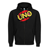 Black UNO Card Game Zipper Hoodie - baoMotion