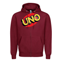 Burgundy UNO Card Game Zipper Hoodie - baoMotion