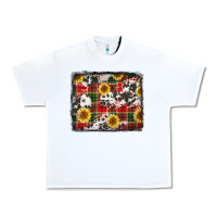 White cowhide sunflowers candy canes Christmas background Urban Heavy Tee - Jasminsmagicworld