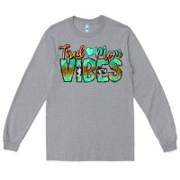 Heather Grey Tired Mom Vibes Long Sleeve Tee - CowhideDigitalArt