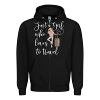 Black just a girl who loves to travel traveling women nomad t shirt Zipper Hoodie - baoMotion