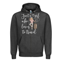 Charcoal Heather just a girl who loves to travel traveling women nomad t shirt Zipper Hoodie - baoMotion