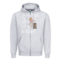Heather Grey just a girl who loves to travel traveling women nomad t shirt Zipper Hoodie - baoMotion