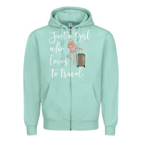 Seafoam just a girl who loves to travel traveling women nomad t shirt Zipper Hoodie - baoMotion