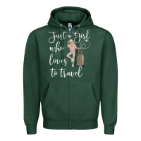 Sports Green just a girl who loves to travel traveling women nomad t shirt Zipper Hoodie - baoMotion