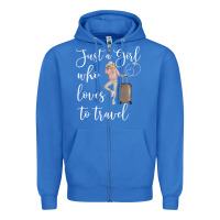 True Royal just a girl who loves to travel traveling women nomad t shirt Zipper Hoodie - baoMotion