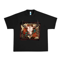 Black Western Bull Skull Urban Heavy Tee - FaDigitalArtStudio