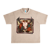 French Oak Western Bull Skull Urban Heavy Tee - FaDigitalArtStudio