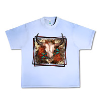 Grape Ice Western Bull Skull Urban Heavy Tee - FaDigitalArtStudio