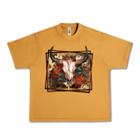 Peanut Butter Western Bull Skull Urban Heavy Tee - FaDigitalArtStudio