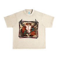 Sandshell Western Bull Skull Urban Heavy Tee - FaDigitalArtStudio
