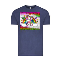Vintage Denim LGBTQ Dabbbing Unicorn And Rainbow Tumbler Vintage Tee - BundleAndBundleShop