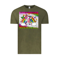 Vintage Olive LGBTQ Dabbbing Unicorn And Rainbow Tumbler Vintage Tee - BundleAndBundleShop