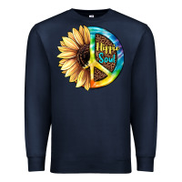 Navy Hippie Soul with Sunflower and Leopard Background Premium Sweatshirt - JahusDesignShop