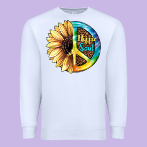 Hippie Soul With Sunflower And Leopard Background Premium Sweatshirt Designed By Jahusdesignshop