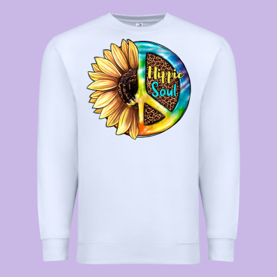 Hippie Soul With Sunflower And Leopard Background Premium Sweatshirt Designed By Jahusdesignshop