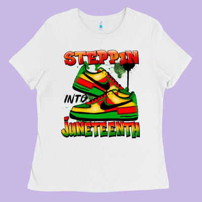 Steppin' Into Juneteenth Ladies Tee Designed By Fadigitalartstudio