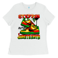 White Steppin' into Juneteenth Ladies Tee - FaDigitalArtStudio