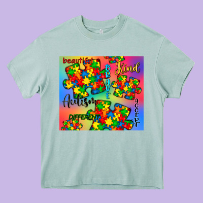 Autism Puzzle Piece Heavy Core Tee Designed By Cowgirlartshop