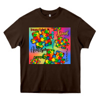 Chocolate Brown autism puzzle piece Heavy Core Tee - CowGirlArtShop