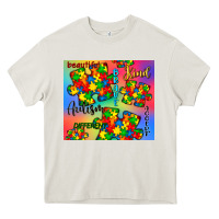Cream autism puzzle piece Heavy Core Tee - CowGirlArtShop