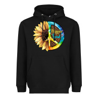 Black Hippie Soul with Sunflower and Leopard Background Heavyweight Hoodie - JahusDesignShop
