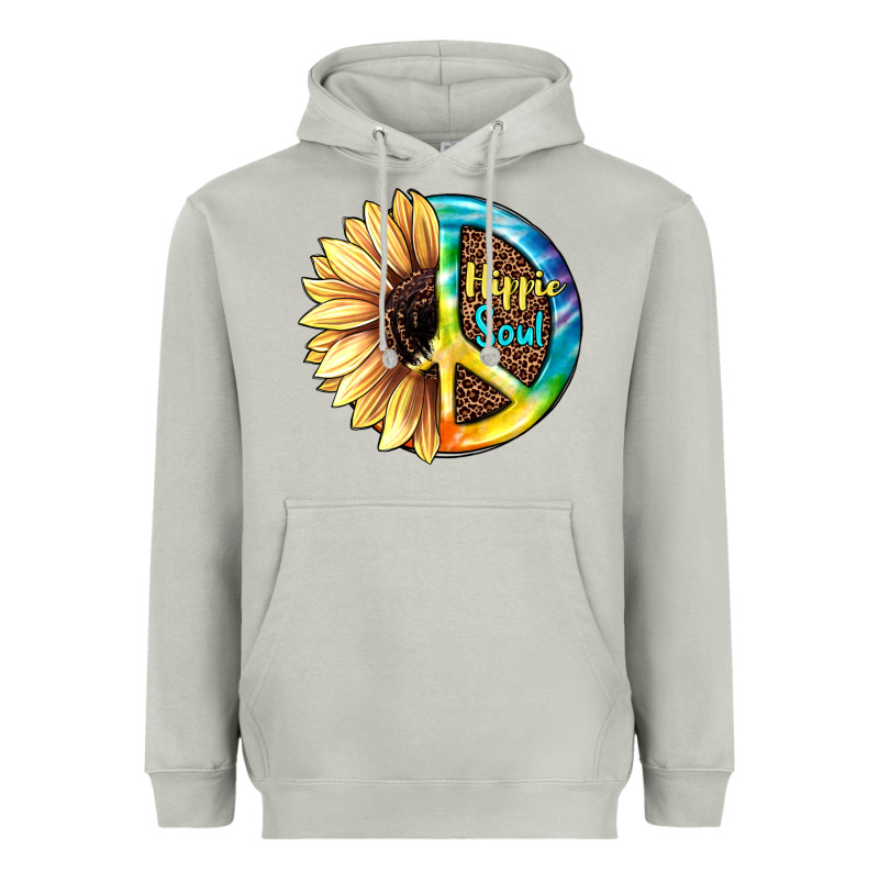 Hippie Soul With Sunflower And Leopard Background Heavyweight Hoodie by JahusDesignShop | Teevron